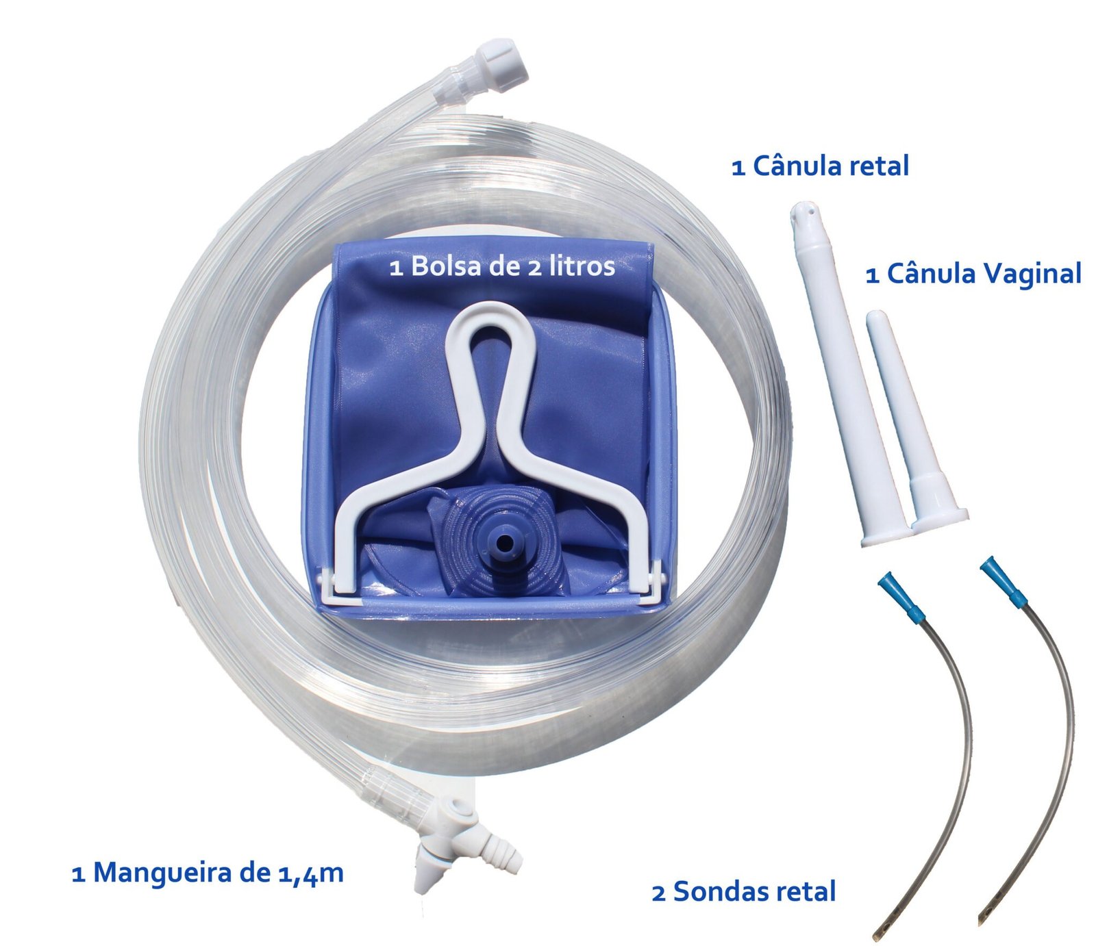 Kit Para Enema Limpeza Intestinal Evacuante E Desintoxicante Modelo Bolsa Azul Kit Enema